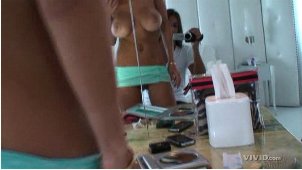 Shauna Sands huge boobs in the mirror